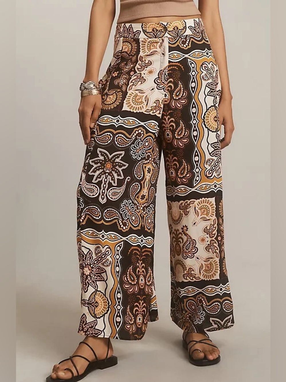 Farm Rio x Anthropologie Printed Wide-Leg Pants Size XXS